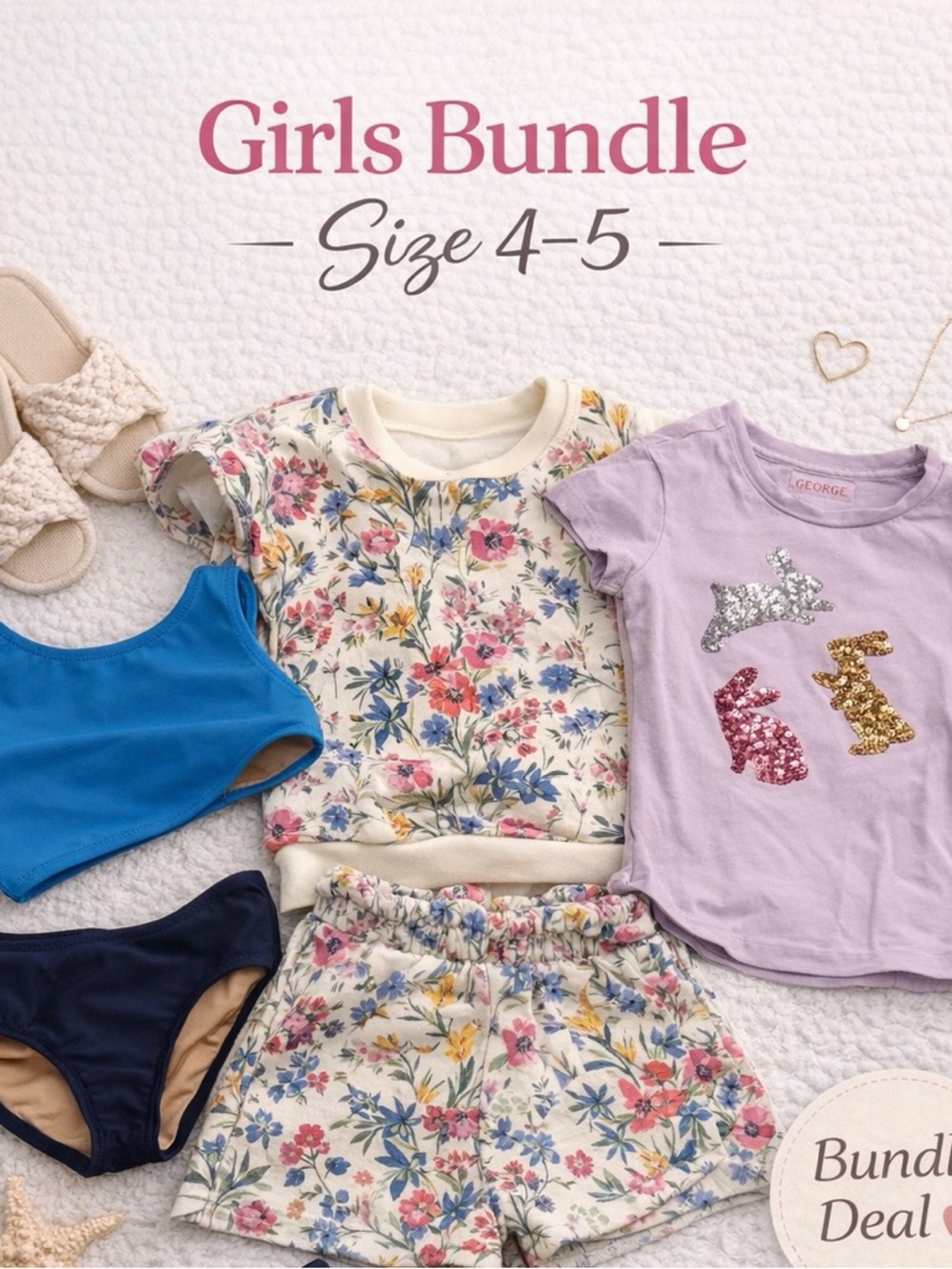 Floral Cream Knit Short Set for Kids - Multi-Color size 5 my